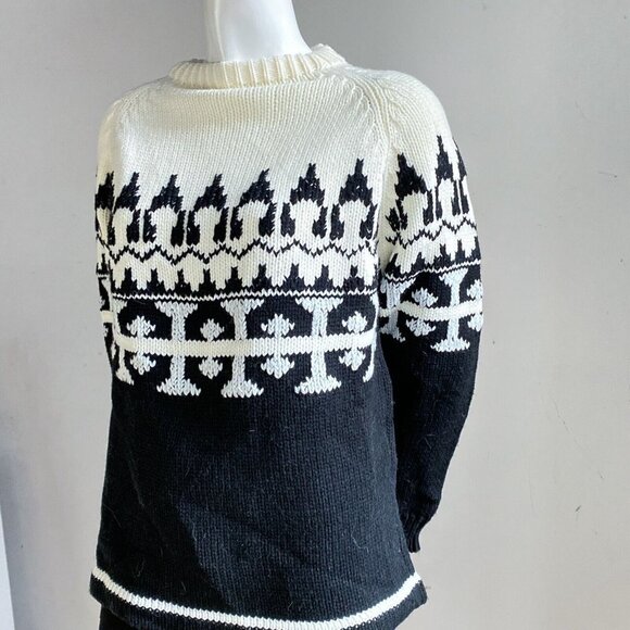 Vintage Kari Lynn Virgin Acrylic Geometric Print Fairisle Zip Shoulder Pullover - Picture 2 of 7
